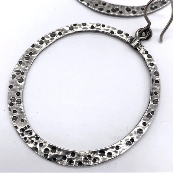 Silpada Hammered Oxidized Sterling Hoop Earrings - Picture 2 of 3